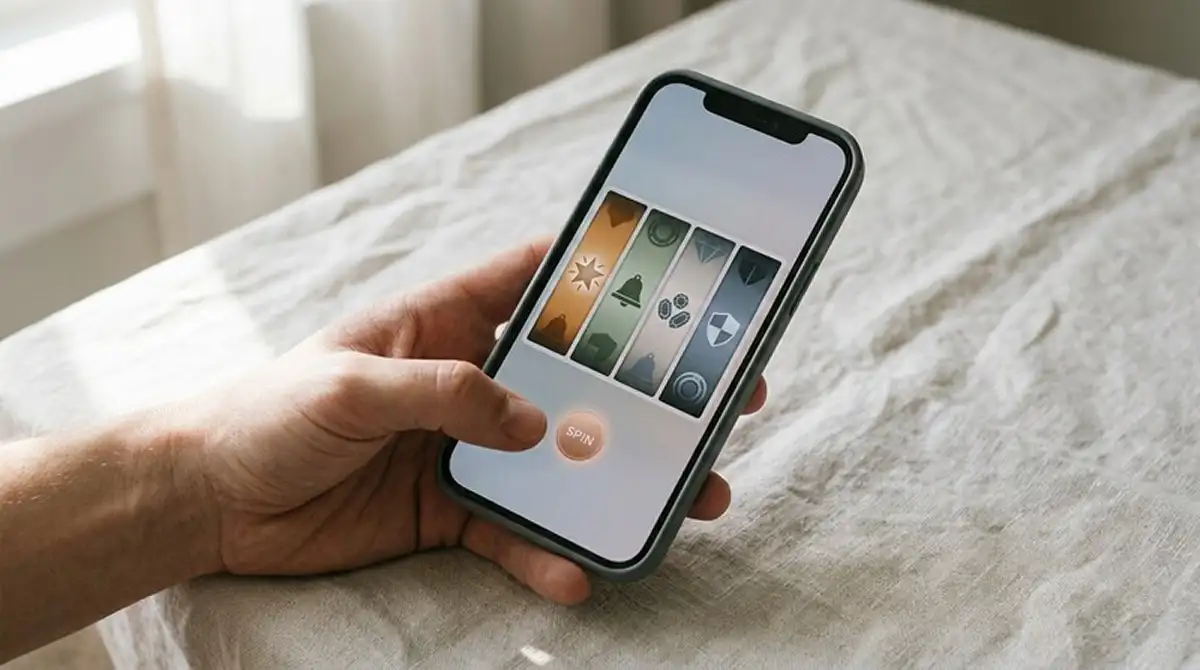 Smartphone mit Casino-Web-App auf dem Sperrbildschirm