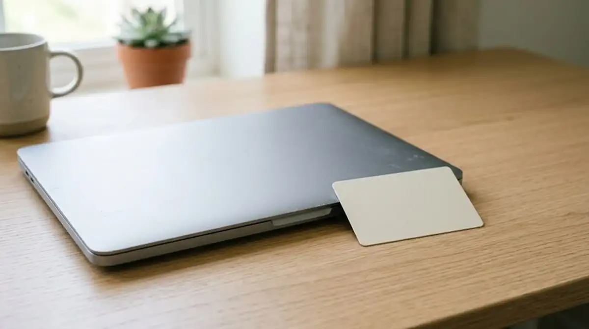 Geschenkkarte neben einem Laptop als Sinnbild für den Amazon-Gutschein-Mythos