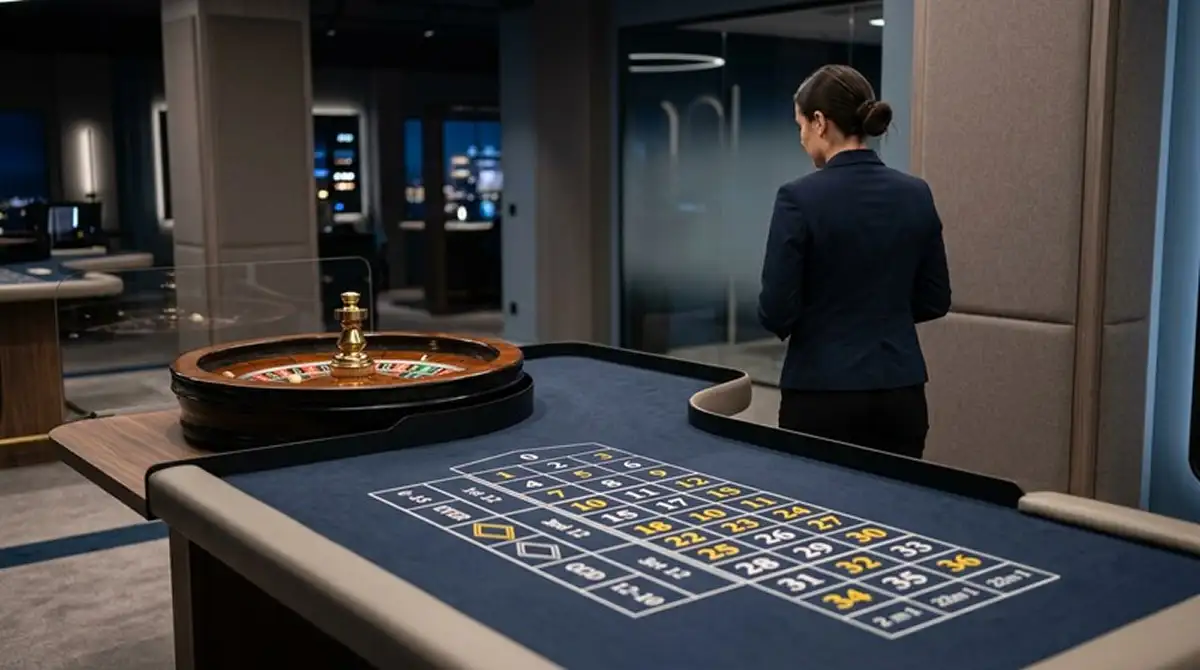 Live-Dealer-Casino mit Roulettekessel und Croupier im deutschen Spielstudio