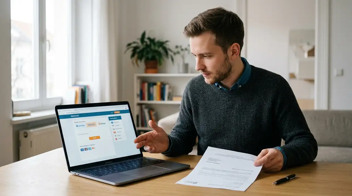 Banküberweisung im deutschen Online-Casino neben einem Laptop