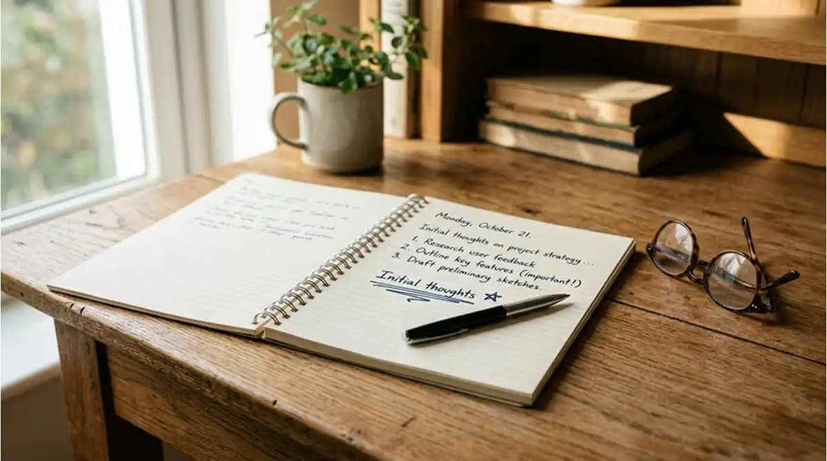 Notizbuch mit Stift und unterstrichenen Bonusbedingungen als Sinnbild fürs AGB-Lesen