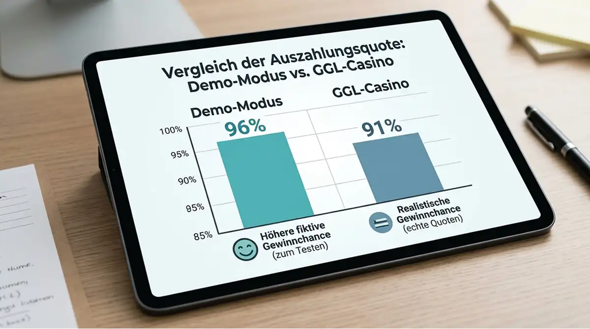 Vergleichsdiagramm mit RTP-Werten Demo versus GGL-Casino mit Steuerabzug