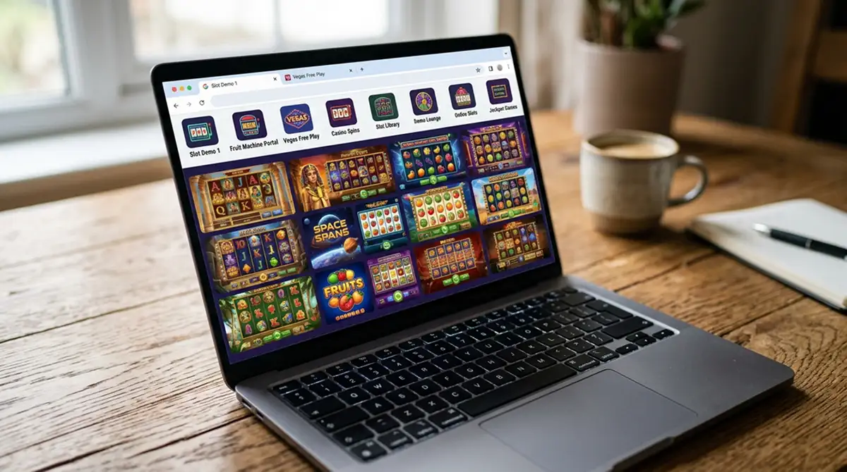 Bildschirm mit mehreren geöffneten Casino-Demo-Portalen in Browser-Tabs