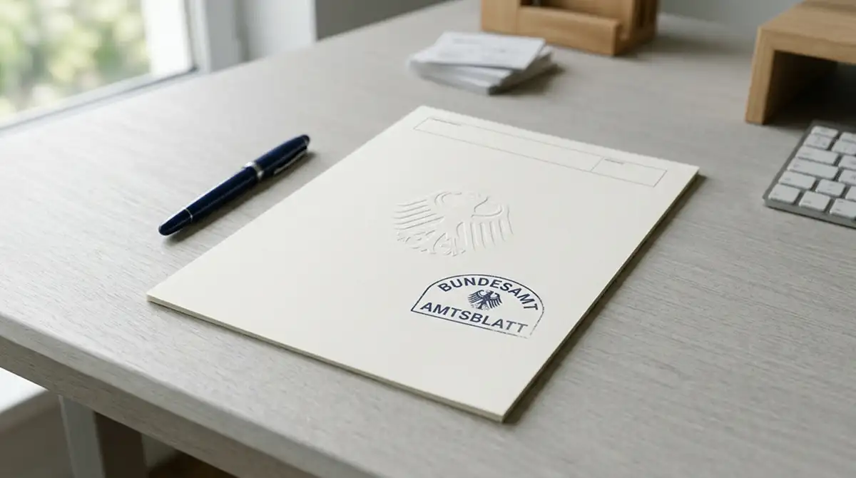 Deutsches Regulierungsdokument mit Bundesadler-Stempel