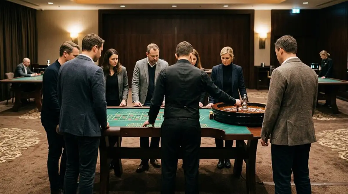 Roulettekessel in einer deutschen Spielbank mit ruhiger Tischatmosphäre