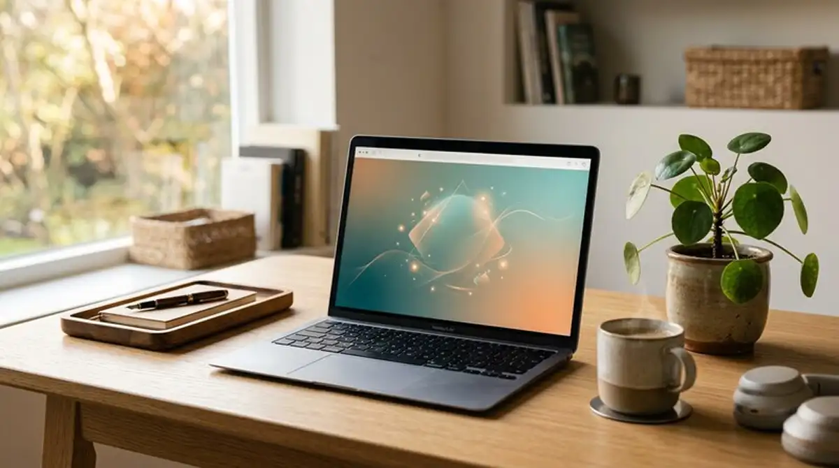 Laptop-Bildschirm mit geöffneter Casino-Startseite und 1-Euro-Starter-Angebot, kein erkennbares Logo