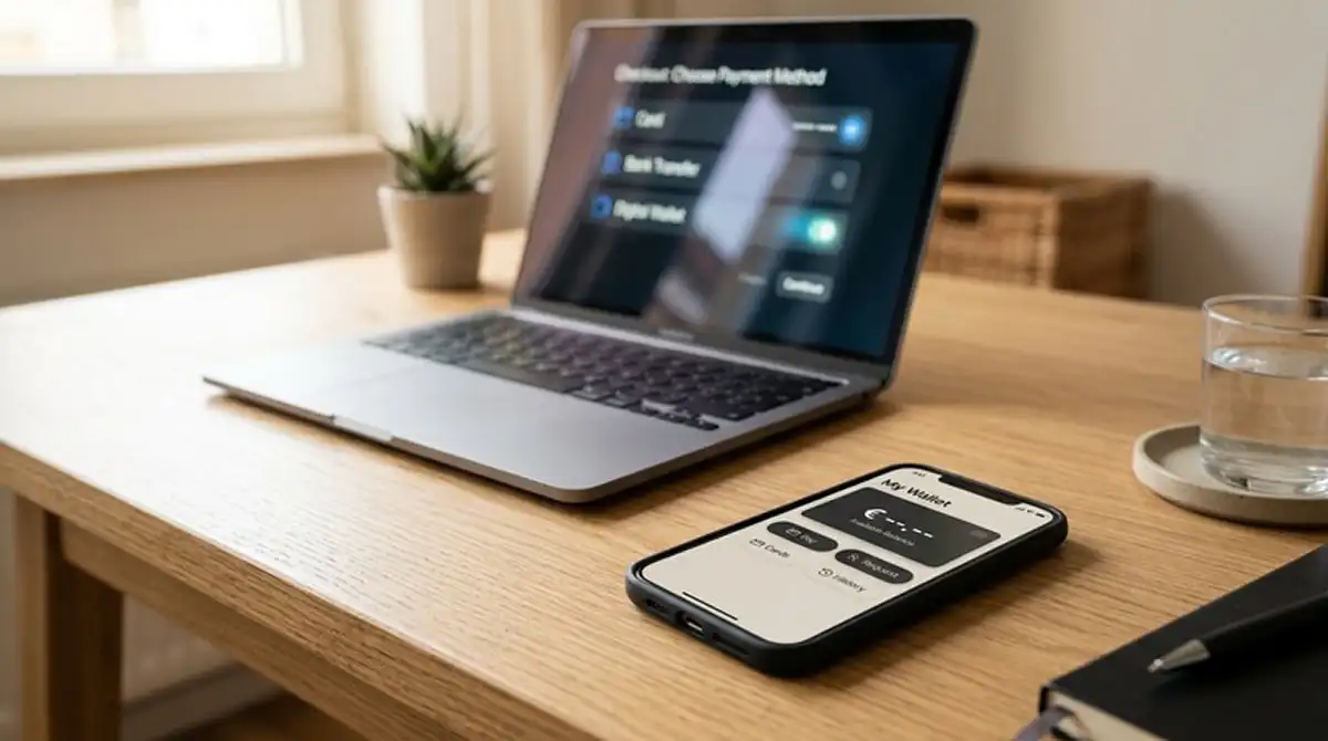 Smartphone mit E-Wallet-Interface zur Casino-Auszahlung