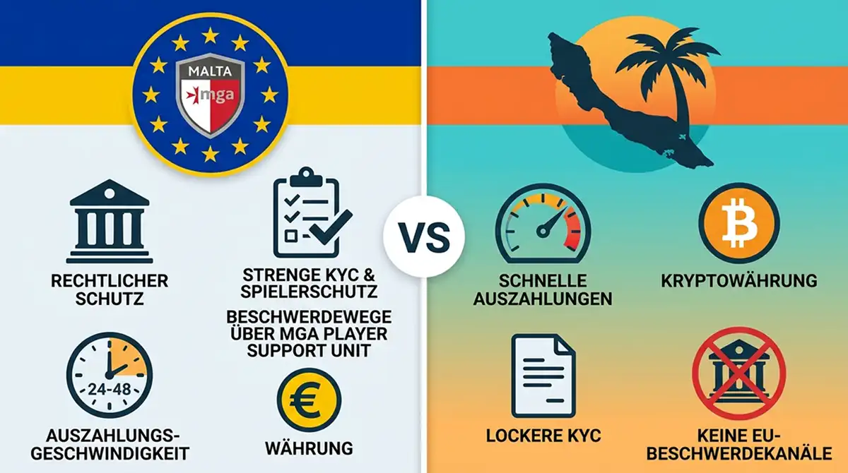 Vergleich der sechs besten ausländischen Online-Casinos für deutsche Spieler mit Lizenz- und Auszahlungsinformationen