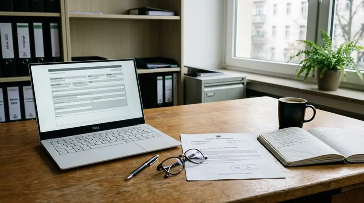 Neutrales Dokument zur Prüfung eines Online-Anbieters auf einem Schreibtisch