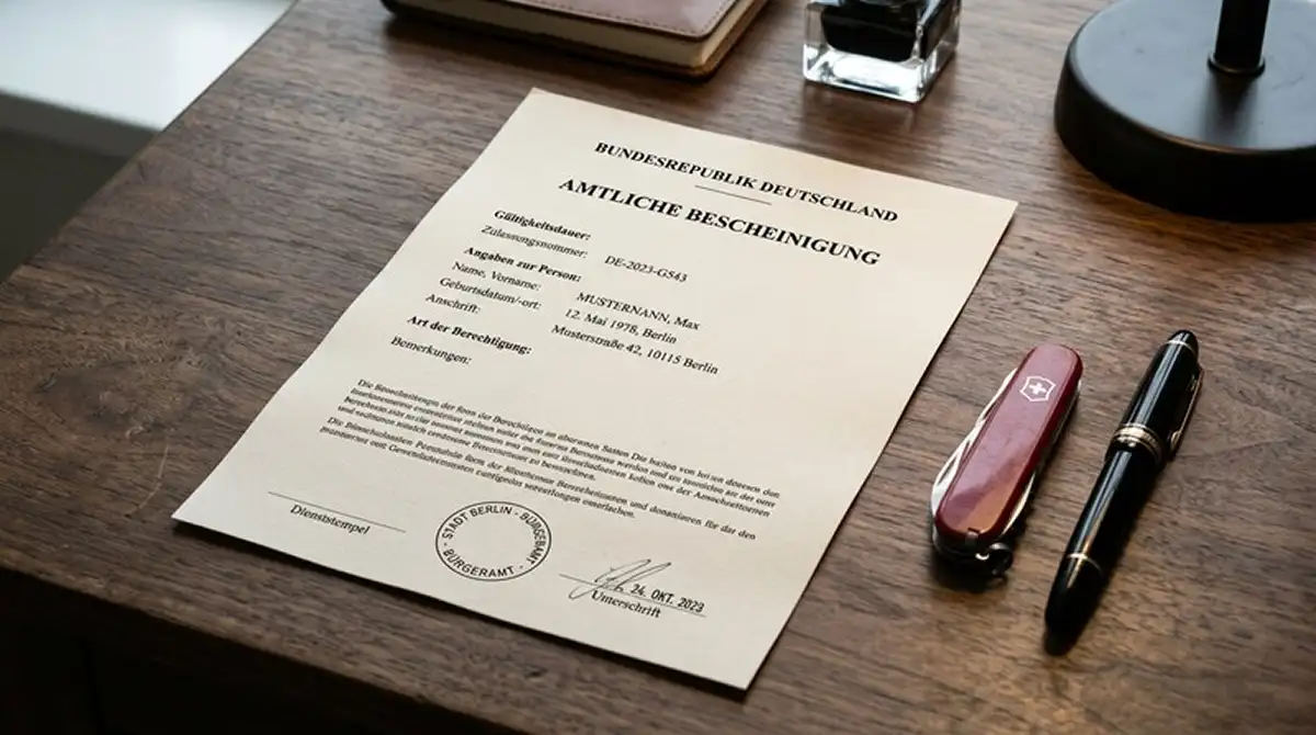 Generisches Lizenzdokument auf einem Schreibtisch als Symbol für GGL-Lizenz