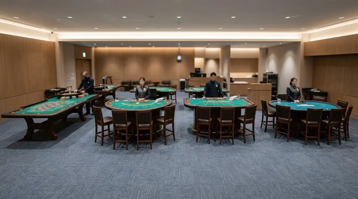 Vier neutrale Live-Tische für Roulette Blackjack Baccarat und Poker in einem Studio