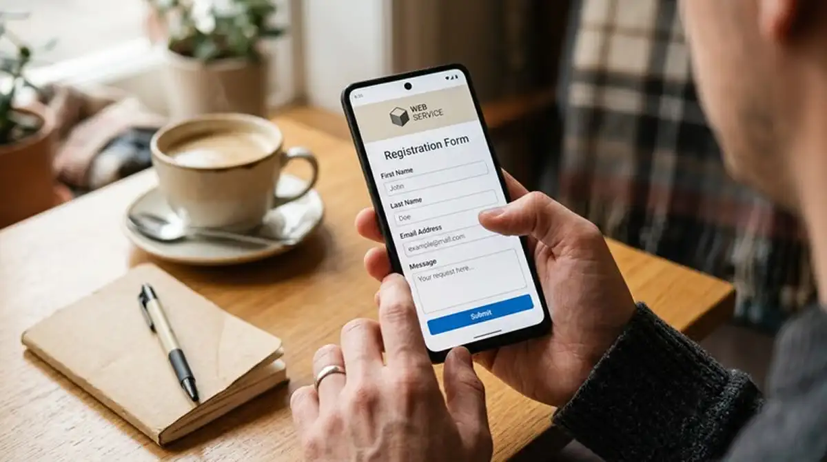 Smartphone mit Casino-Webseite und Bedingungstext im mobilen Browser