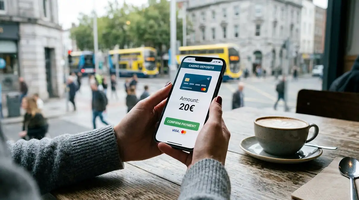 Smartphone mit Casino-App und 20-Euro-Einzahlung