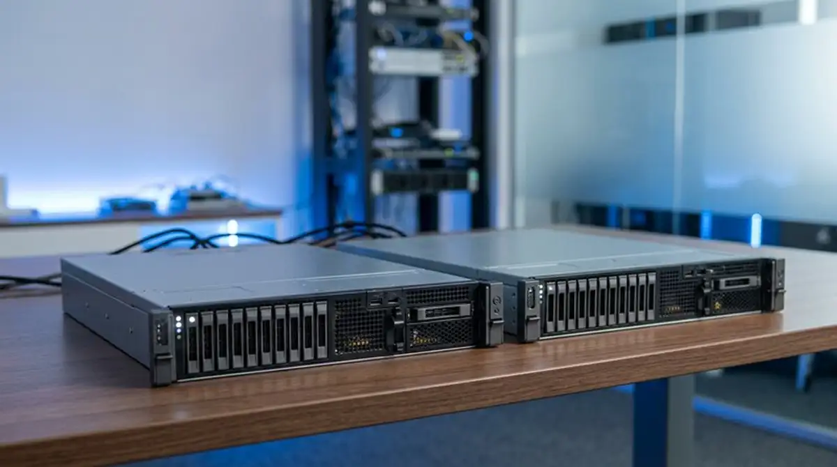 Schematische Darstellung zweier verbundener Datenbank-Server