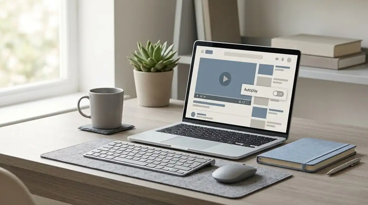 Laptop mit neutralem Spielautomaten und deaktivierter Autoplay-Anzeige