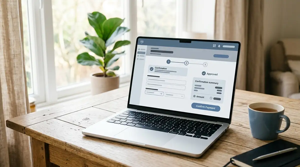 Sofort-Zahlung im Online-Casino auf einem Laptop