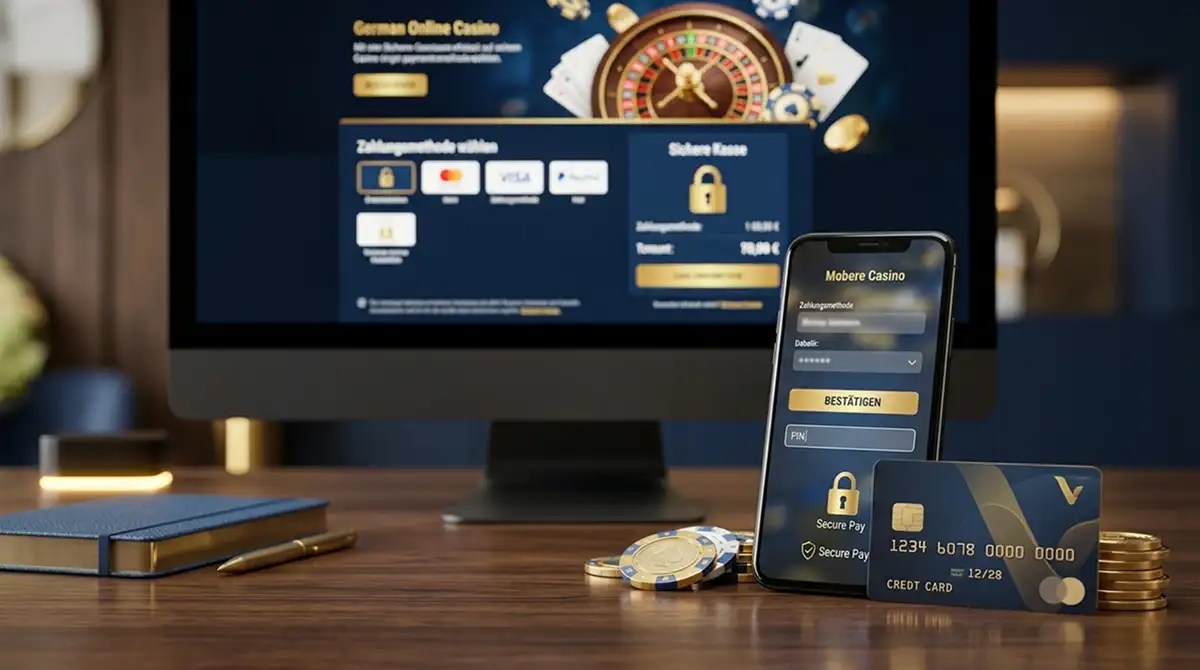 Visa-Zahlung im Online-Casino auf einem Smartphone