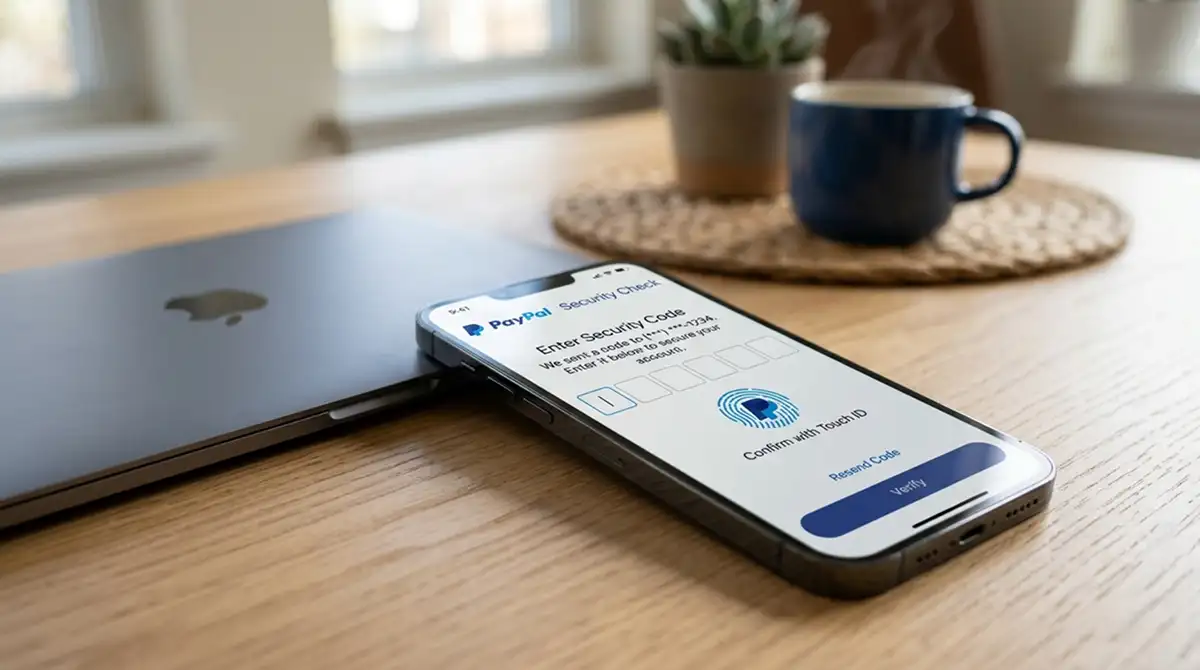 Smartphone mit PayPal-App und Zwei-Faktor-Authentifizierung