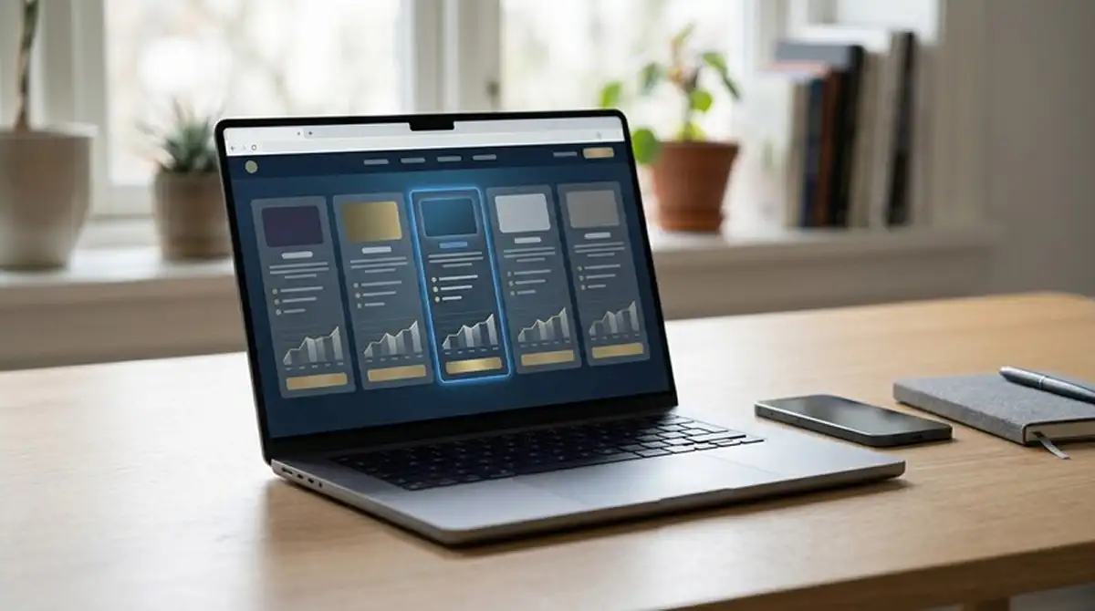 Laptop mit neutralem Vergleich mehrerer Spielautomaten-Anbieter