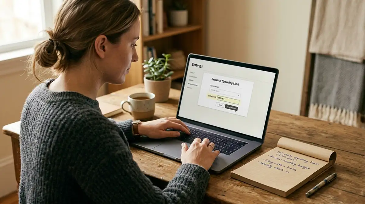 Spielerschutz Vergleich — Person setzt eigenes Limit am Laptop