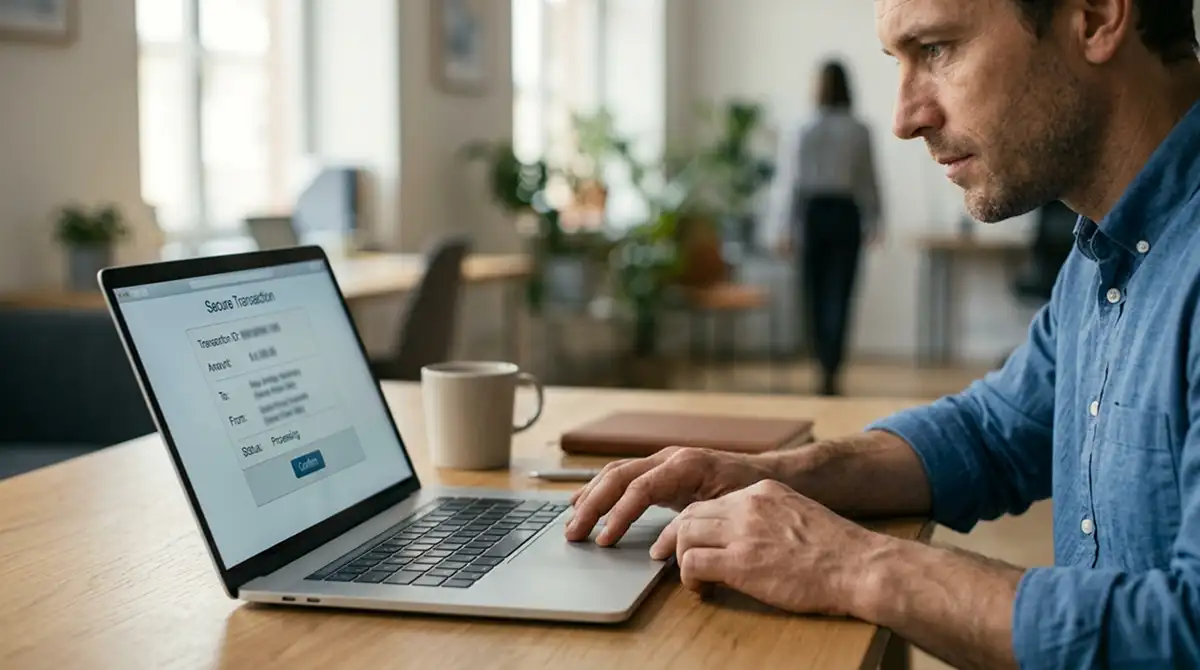 Trustly-Einzahlung am Laptop