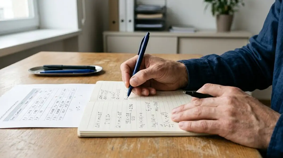 Handschriftliche Berechnung der Umsatzbedingungen eines Casino-Bonus im Notizbuch